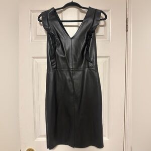 Sexy Black Pleather Midi Dress